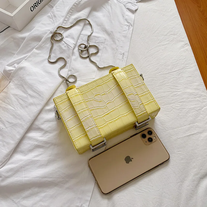 

Retro Box Small Bags for Women 2021 Trending New Stone Pattern Bags Inclined Shoulder Leather Chain Designer Woman Messenger Bag