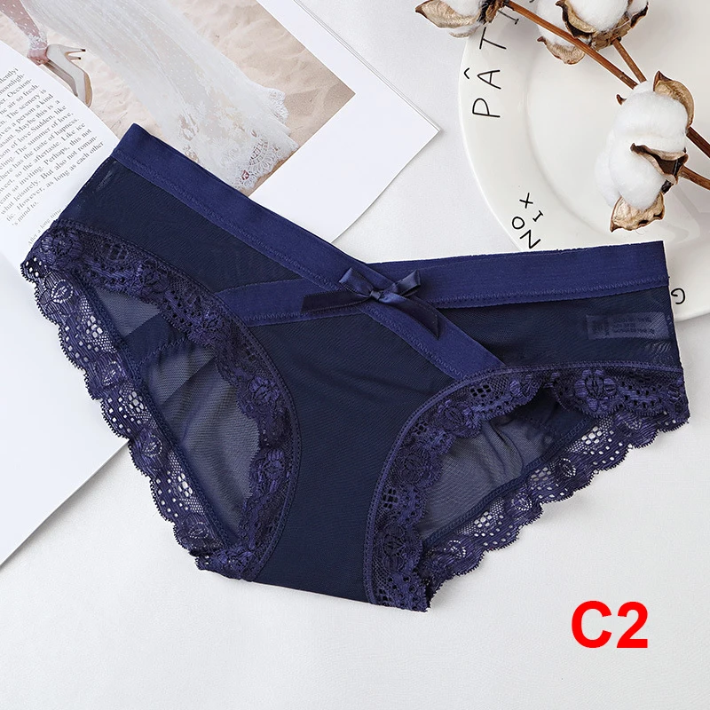 C2 KYLIE розовый 2 шт./партия женские трусики сексуальное кружевное нижнее белье женские трусы нижнее белье цветочные трусики с низкой посадкой прозрачные трусы - Цвет: C2