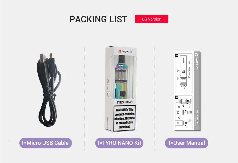 Vaptio Tyro Nano Kit P1 мини-комплекты vape kit ручка и коробка mod kit электронная сигарета