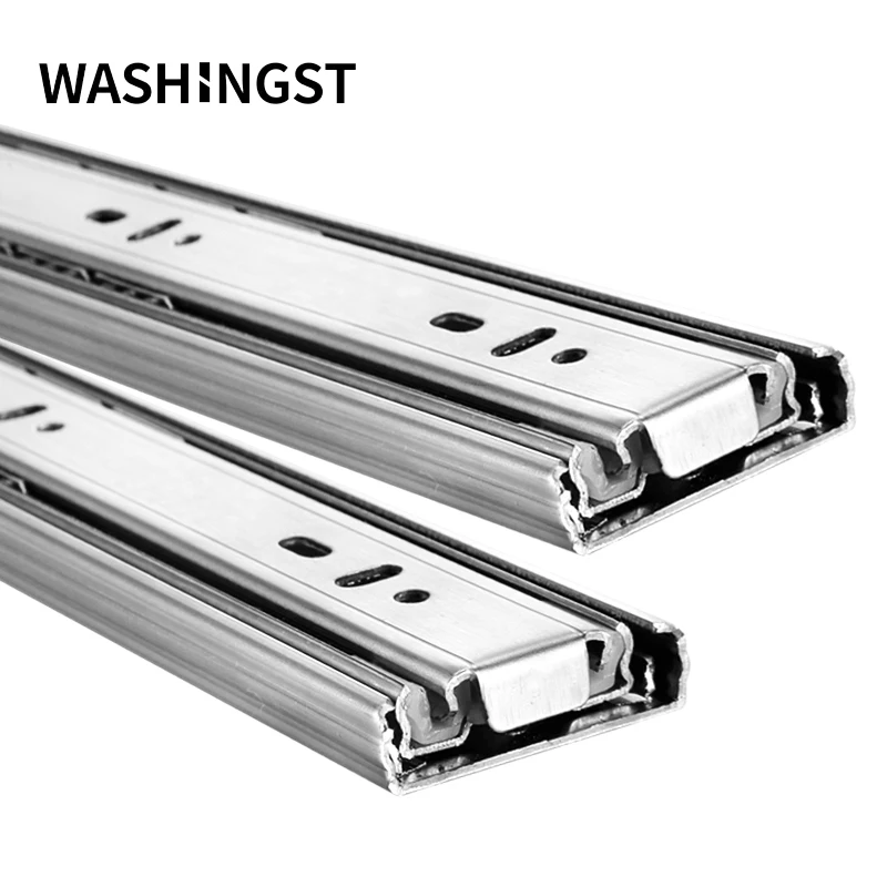 washingst drawer slide rail stainless steel 200 600mm full exhibition ball bearing three sections guide rail for kitchen cabinet free global shipping