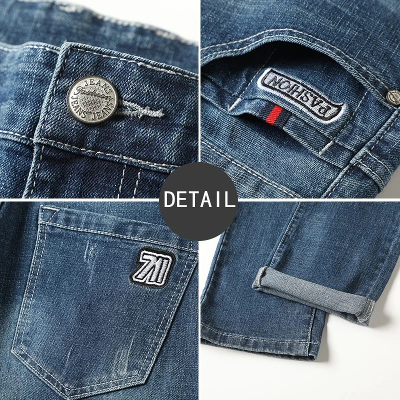 

2021 Spring New Men'S Korean Style Slim-Fit Jeans Trendy Brand Business Casual Straight Denim Trousers Male Classic Pencil Pants