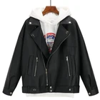 Новое поступление, Женская осенне-зимняя кожаная куртка, Женское пальто оверсайз в стиле бойфренда, женская верхняя одежда, черная велосипедная куртка