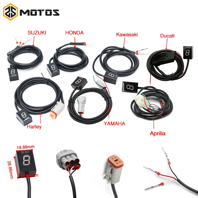 ZS MOTOS Ecu Plug Mount 6 скоростей дисплей индикатор 1 уровня Шестерня подходит для Yamaha Honda