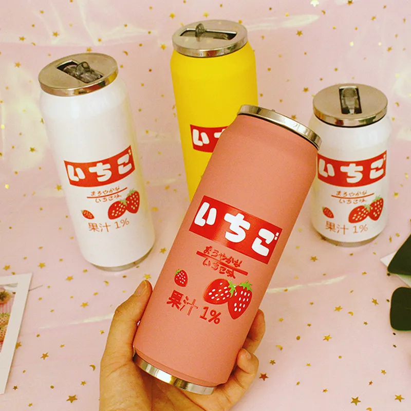 

Creative Stainless Steel Japan Thermos Water Bottle Juice Candy Color Drink Fresh Vacuum Flask Personality Trendy Straw Cup