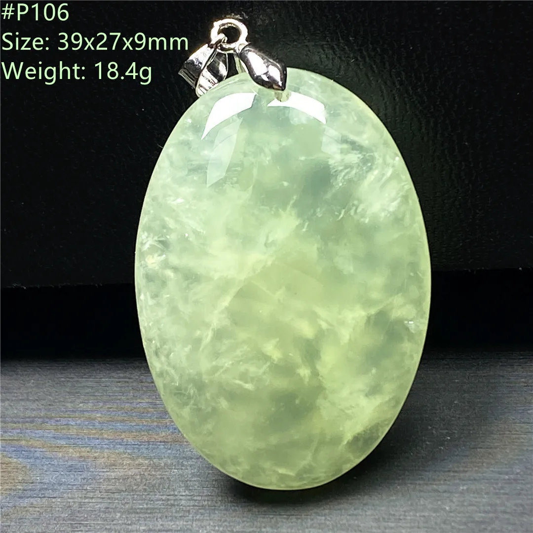 

Natural Green Prehnite Stone Necklace Pendant For Woman Man Healing Gift Crystal Silver 39x27x9mm Beads Gemstone Jewelry AAAAA