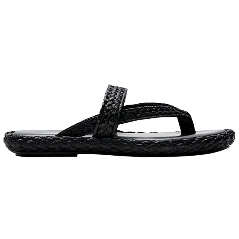 

Flip Flops Beach Shoes Woman 2021 Summer Genuine Leather Handmade Woven Slippers Flat Straw Fisherman Shoes Women Tide Slides