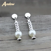 anslow original design vintage imitation pearls elegant women fashion earring jewelry female party accessories gifts low0046ae