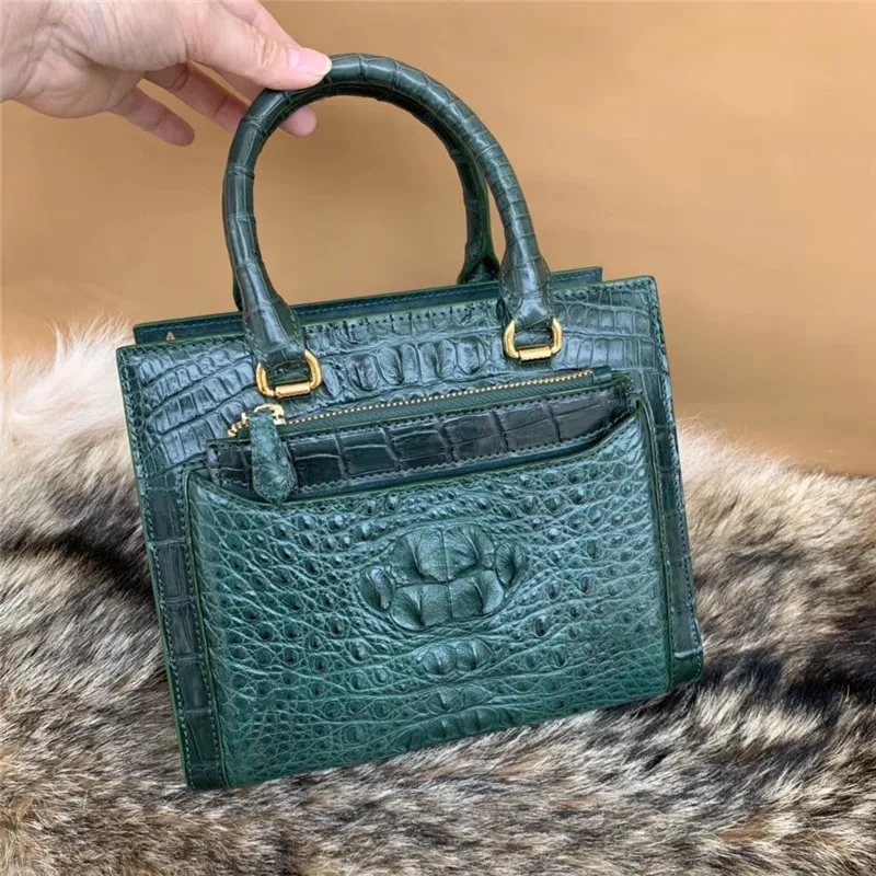 Модный женский летний кошелек из натуральной кожи аллигатора, женская маленькая сумка-тоут, сумка из экзотической крокодиловой кожи, женская сумка через плечо