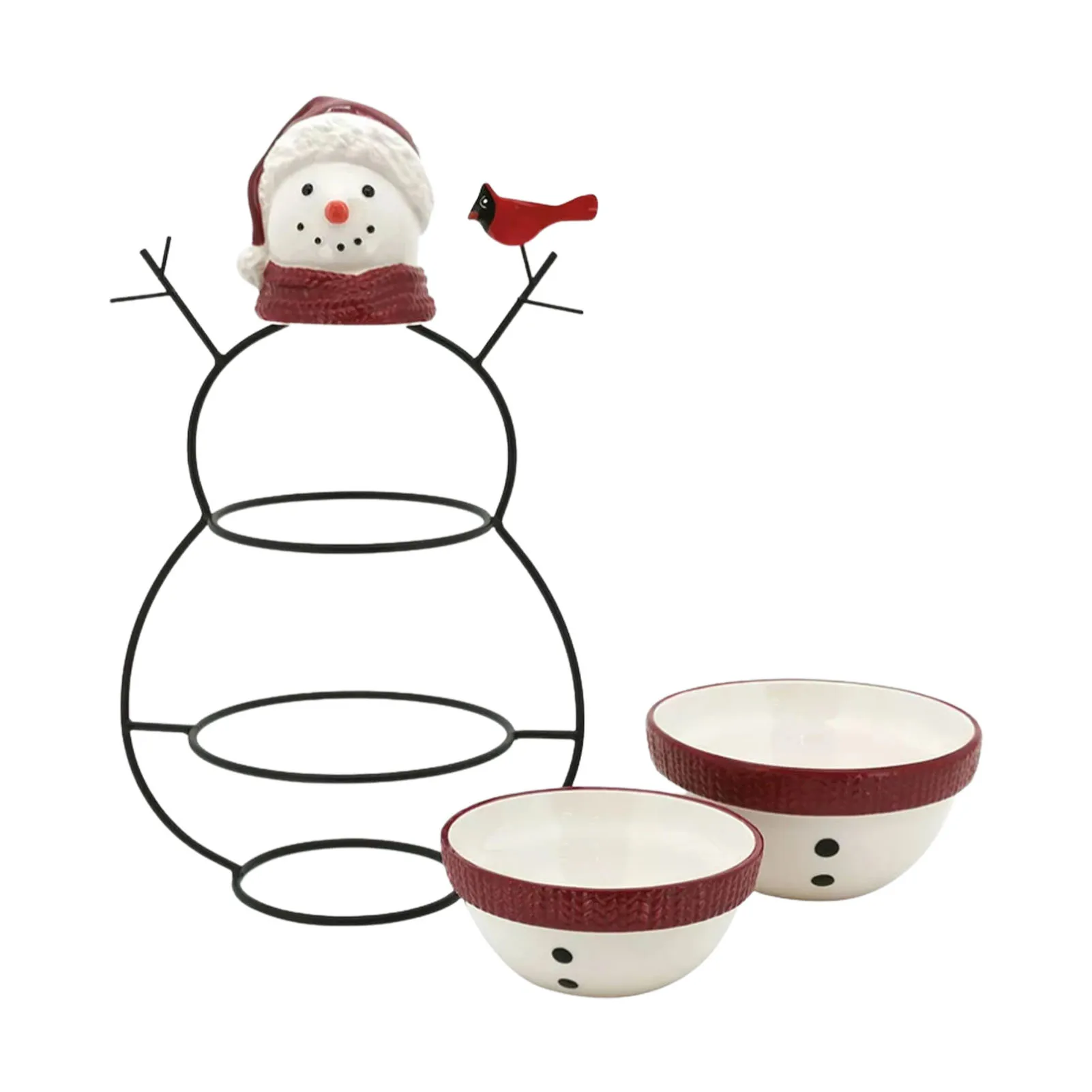 

2 Layer Bowl Set with Metal Rack,Fruit Bowl Serving Snack Rack,Christmas Decor Tiered Serving Stand for Dip Candy Appetizer