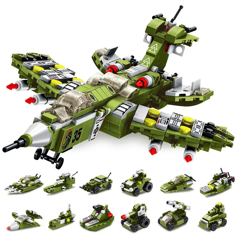

Креативные строительные блоки 12 в 1 Mighty WW2, воздушные силы, разрушитель, истребитель MOC, наборы строительных блоков, набор кирпичей, Классическая модель, детские игрушки