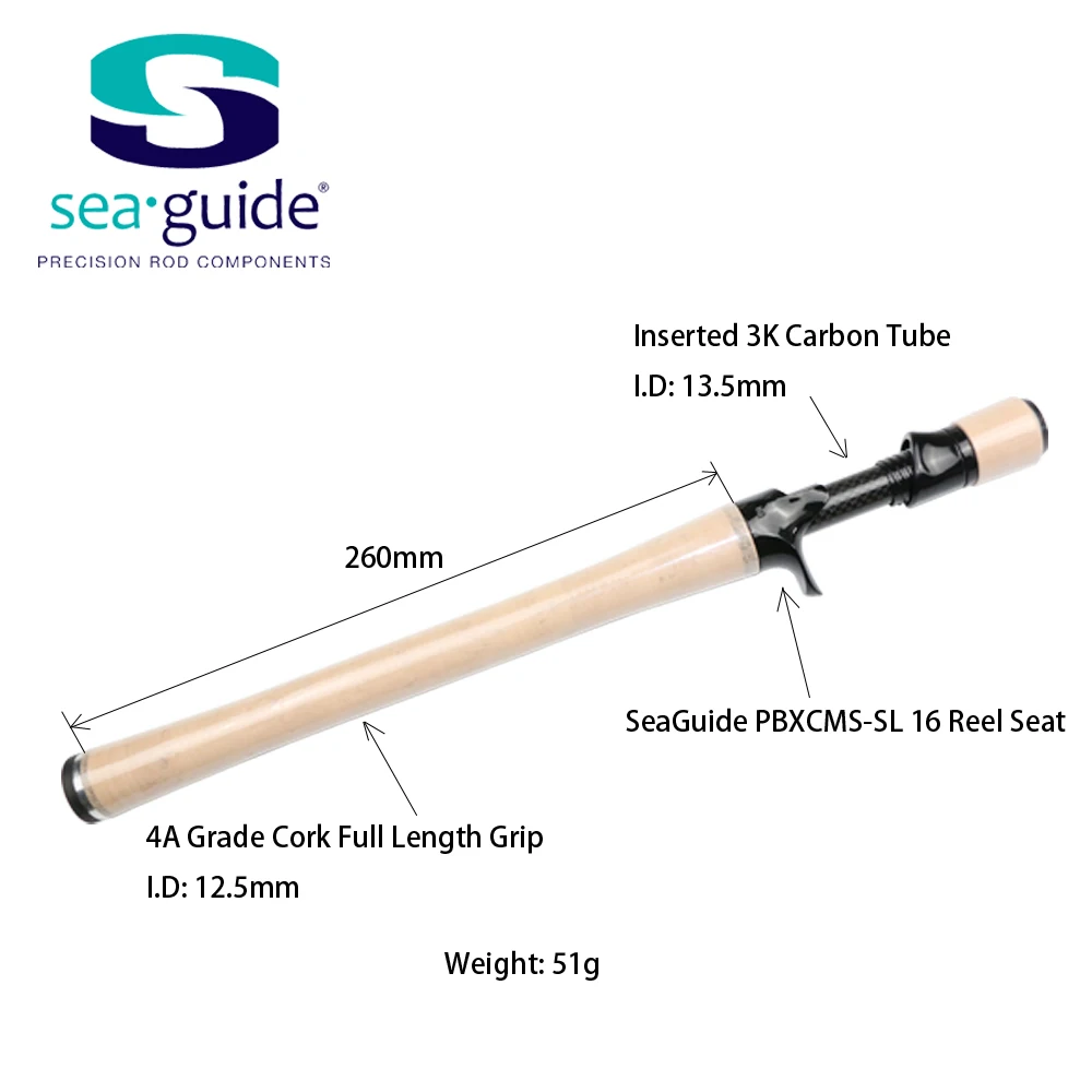 SeaGuide 1Set Spinning Casting Reel Seat 4A Cork Full Length Handle Kit Lure Rod DIY Fishing Component Pole Accessory Repair | Спорт и