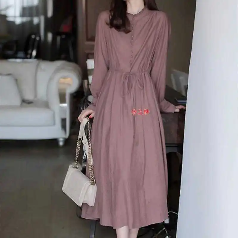 

New French Long Sleeve Ruffle Dress in 2021 spring and Autumn