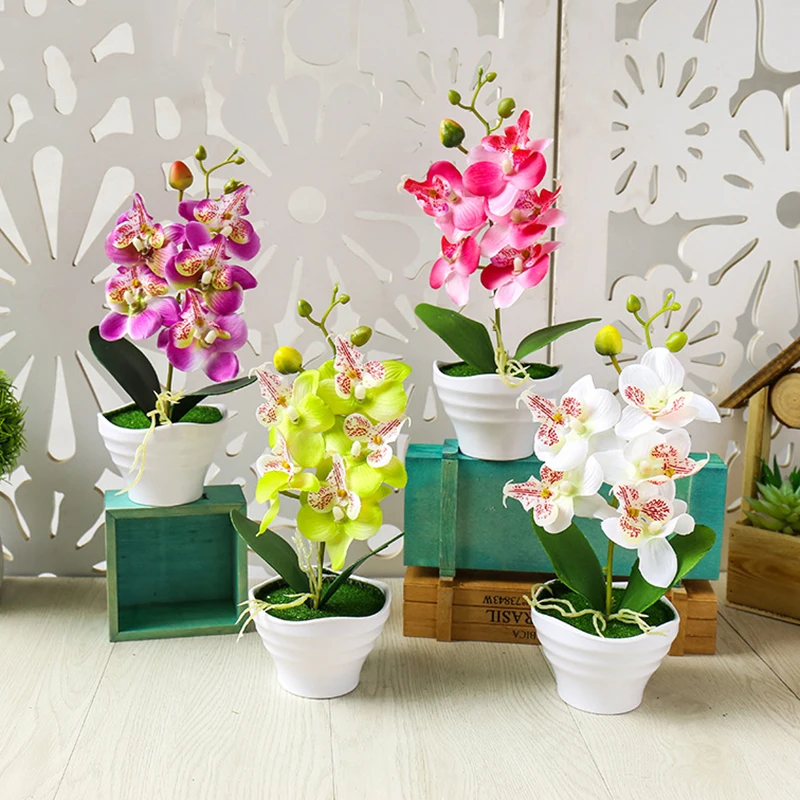 

Artificial Flower Five Heads Fake Potted Plant Phalaenopsis Bonsai Decoration Home Wedding Decor Rose Pink Silk Peony Flowers