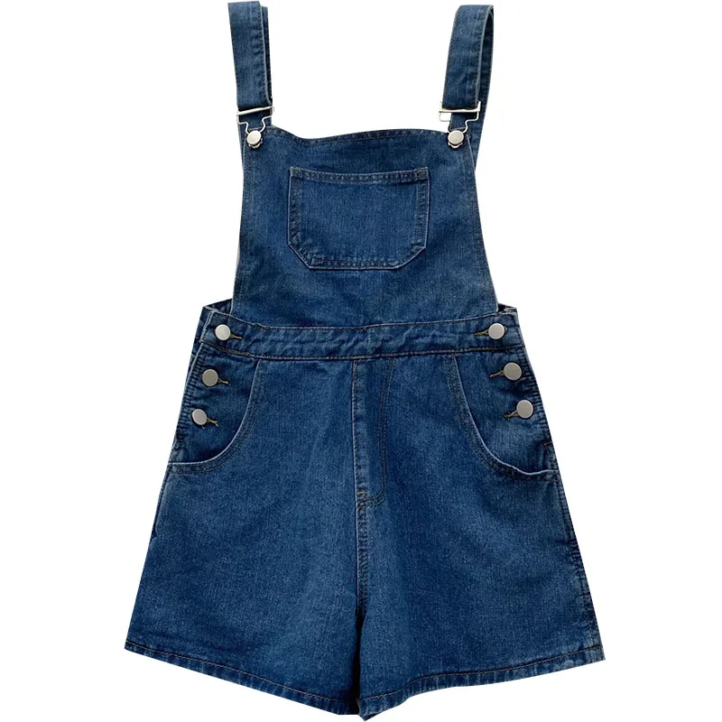 

Yeeloca Fashion Navy Blue Denim Playsuits Summer Women 2021 New Design Rompers Temperament Overalls Wide Leg Bottom