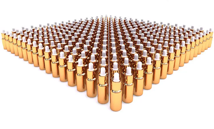 

30 шт. 10 мл золотые бутылки для эфирного масла многоразовый стеклянный контейнер с пипеткой