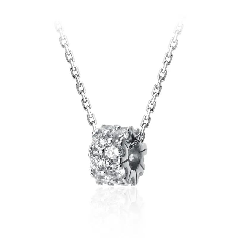 

MloveAcc Genuine 925 Sterling Silver Whirling Bead Charm Pendant Necklace with Clear CZ for Women Fashion Wedding Jewelry