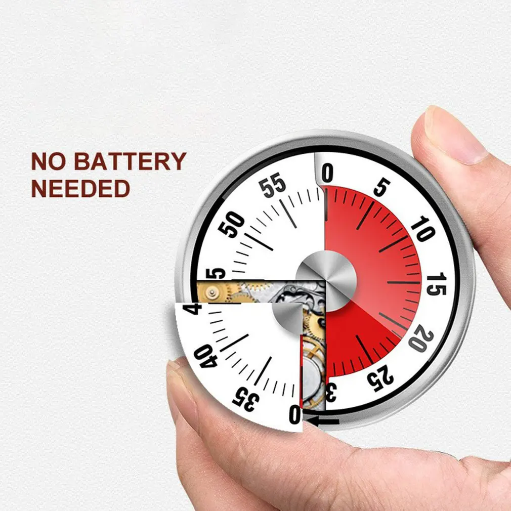 Stainless Steel Mechanical Kitchen Visual Timer Magnet 60-Minutes Alarm Cooking With Loud Tool | Дом и сад