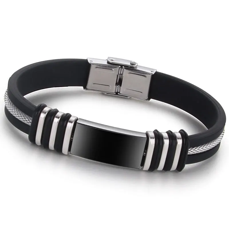 Крутой мужской браслет в стиле панк силиконовые браслеты из нержавеющей стали с