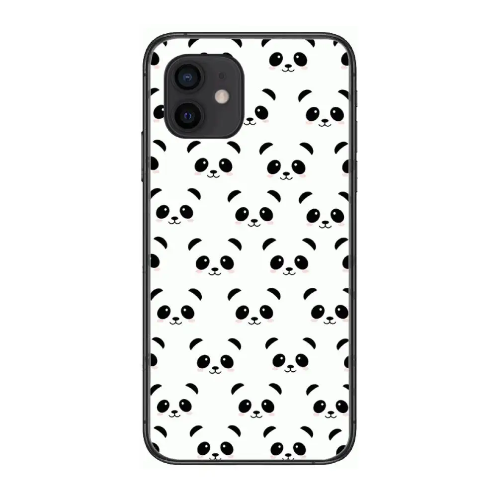 

Cute panda animal Style Phone Case cover For iphone 12 pro max 11 8 7 6 s XR PLUS X XS SE 2020 mini black cell shell