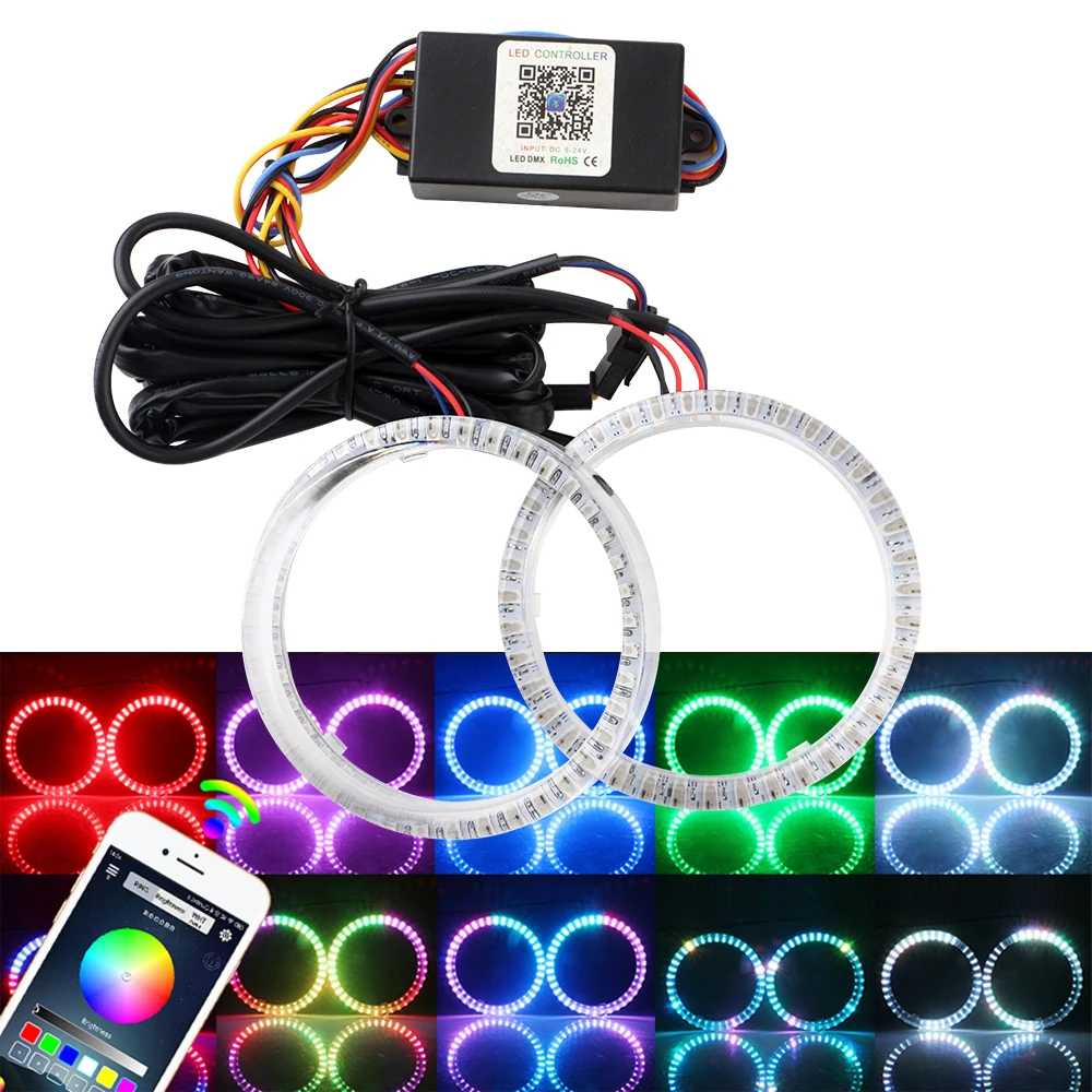 YM E Bright 1 пара RGB Освещение ангельские глазки приложение Halo кольца светодиодный BLE