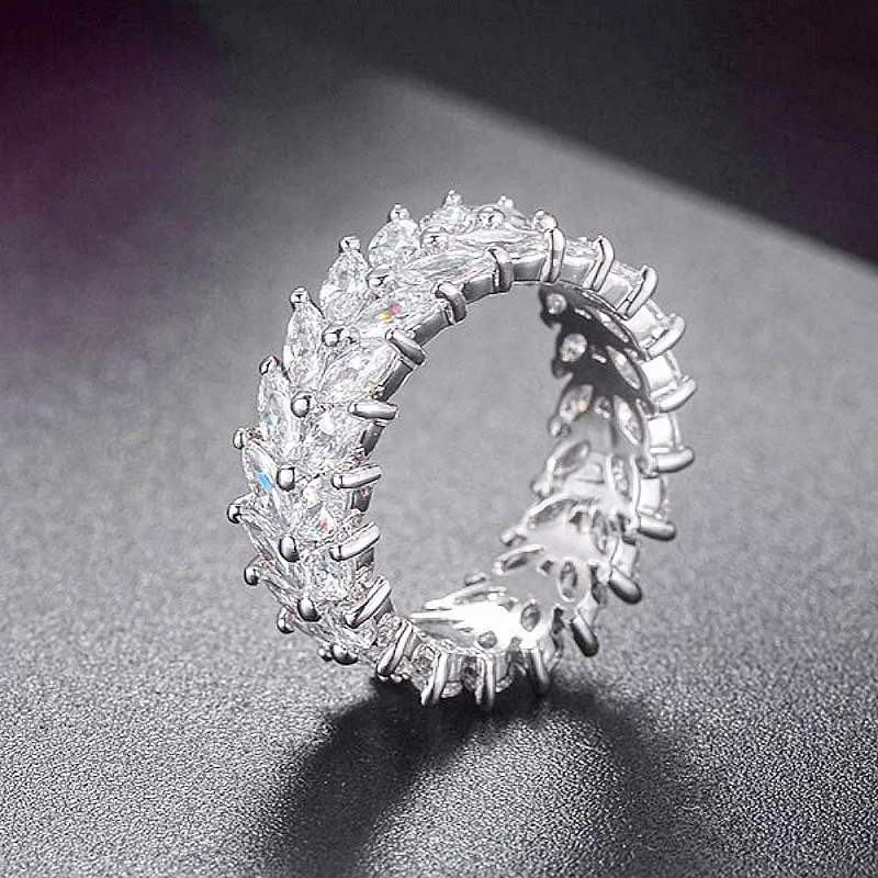 

Brand 925 Sterling silver Marquise Cut Simulated Diamond painting full CZ Engagement Wedding Rings For Women jewelry gift