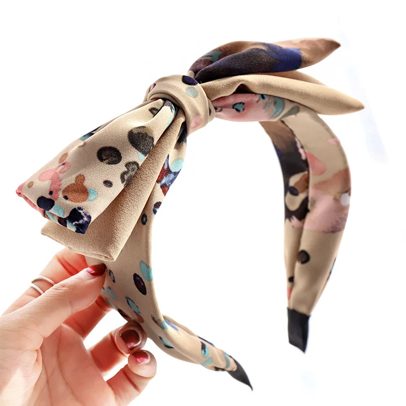 

Printing Bowknot Hairband Women Big Bow Headband Teenage Girls Knotted Hair Accessories