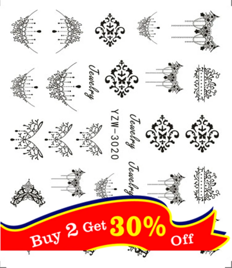 1 шт. кружевное ожерелье наклейки для дизайна ногтей черные кружевные переводные