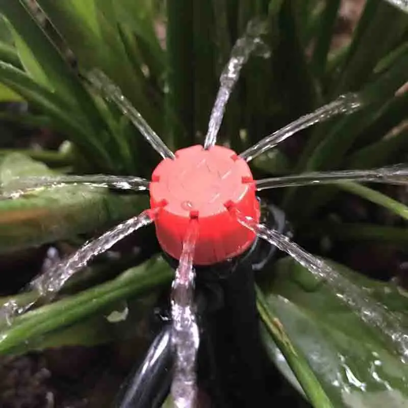 Красный Регулируемый капельный спринклер с 8 отверстиями капельное орошение для
