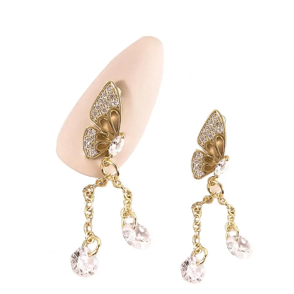 

2Pcs Women Mini Rhinestone Butterfly Nail Art Decorations DIY Manicure Tool