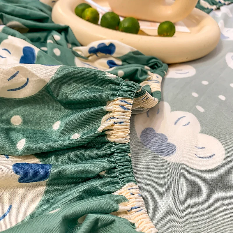 

New 3pc/set Cartoon Bed Sheet Printed Bed Sheets with Pillowcase Fitted Sheet Elastic Bed Linen Mattress Cover Queen King Size