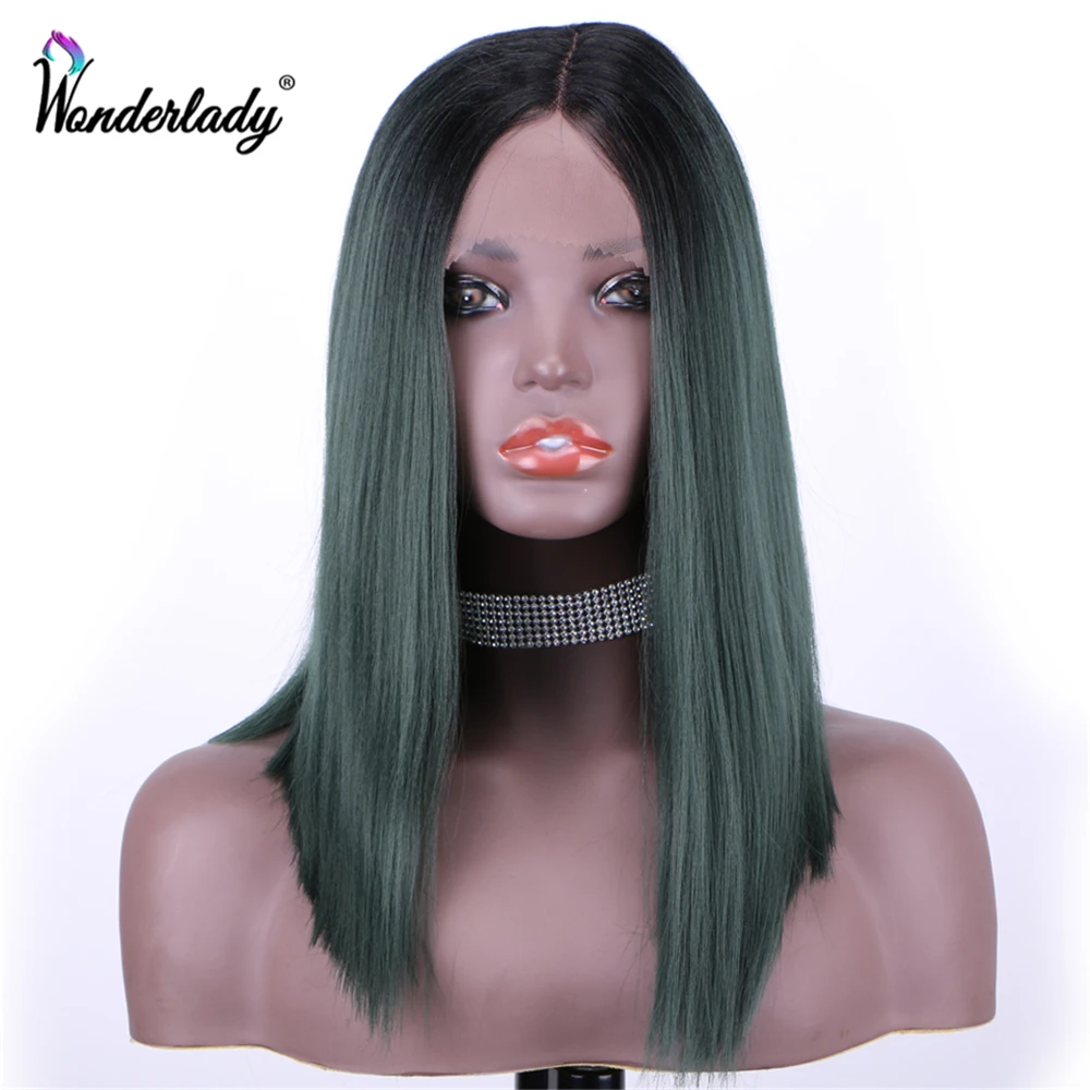 WonderLady 14 дюймов средняя часть кружевные передние парики Омбре короткий Боб