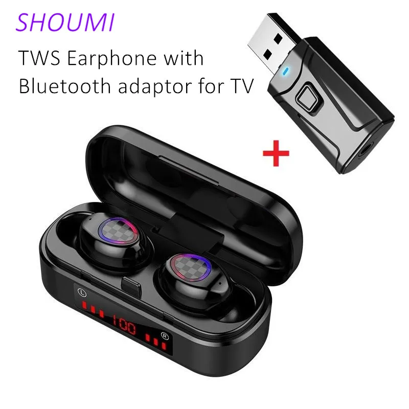 V7 Bluetooth наушники вкладыши TWS гарнитура стерео с микрофоном заряда чехол