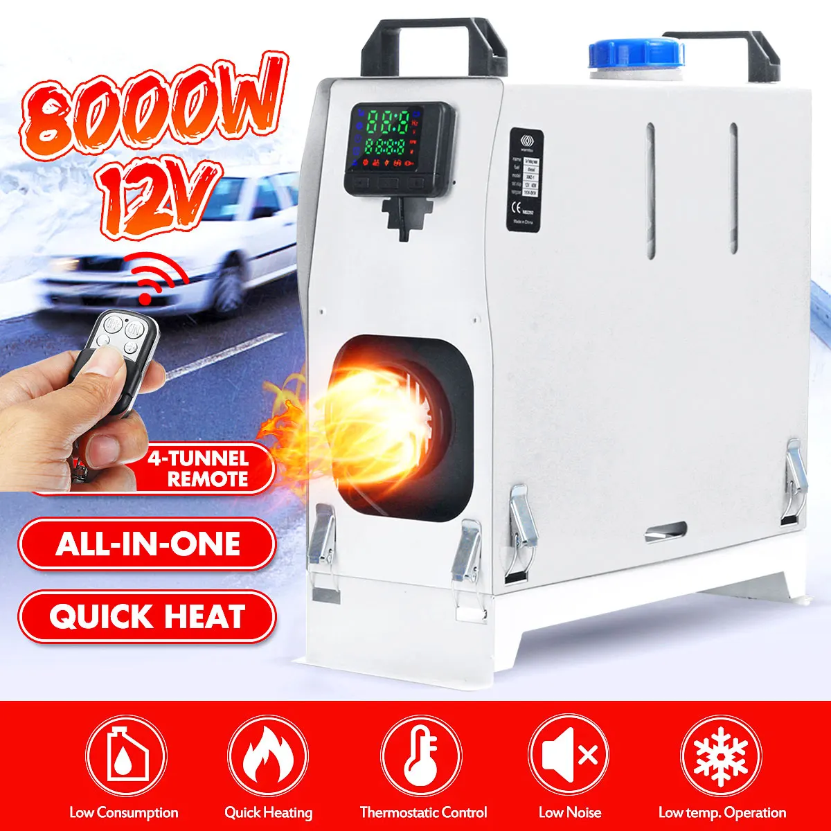 8KW 12V «Все-в-одном» воздуха Отопление с дизельным топливом одно отверстие автомобильного обогревателя Кондиционер машина+ дистанционный пульт с lcd Дисплей для грузовика лодка
