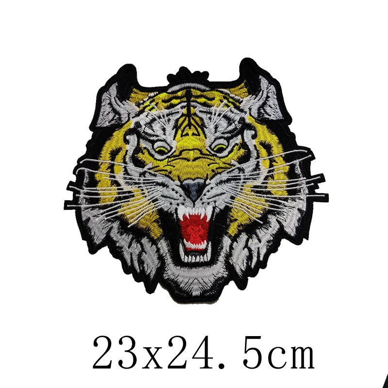 

Большая Вышивка головы тигра на заказ, значок тигра с вышивкой желтого цвета, вышивка желтого цвета на кошке, Аппликации для одежды