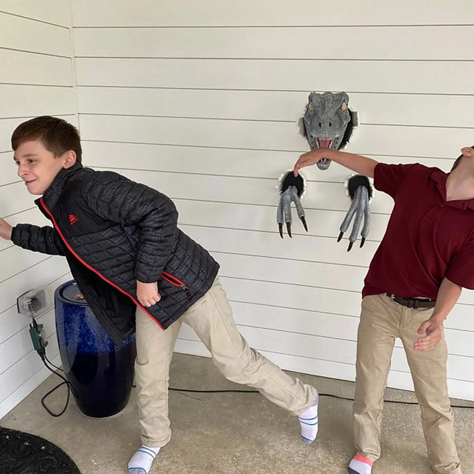 Синий Велоцираптор на стену реквизит в виде динозавра настенная статуя с головой