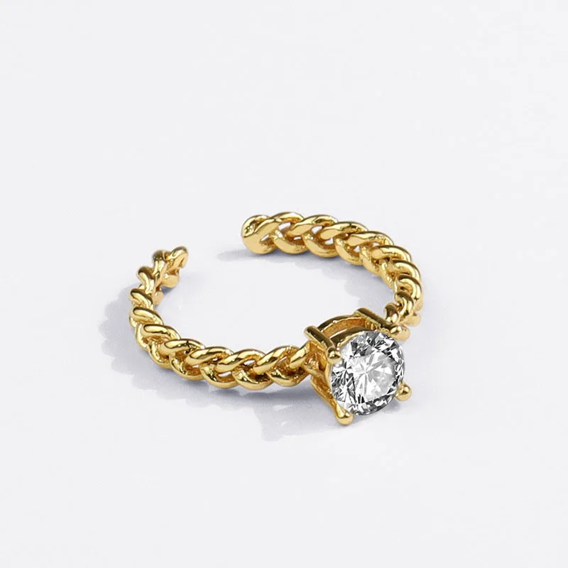

Aesthetic Round Zircon Ring For Women Lover Zircon Cube Finger Rings Vintage Wedding Jewelry Accessories 2021 Bague BFF