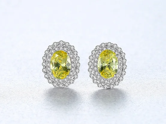 

Горячая Распродажа, S925 Стерлинговое Серебро, желтый цвет, инкрустация, кристалл сокровищ, циркон, рубин, сапфир, серьги, оптовая продажа