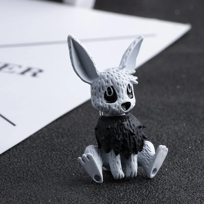 kroean new cute rabbit animal brooch Enamel metal lapel pin suit shirt corsage fashion jewelry for men and women accessories | Украшения и