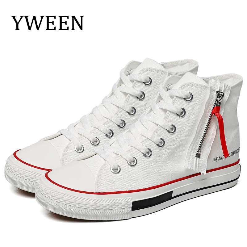 

YWEEN New Arrive High Top Sneakers Men Designer Sneakers Fashion High Upper Canvas Shoes Fashion Men 's Vulcanize Shoes