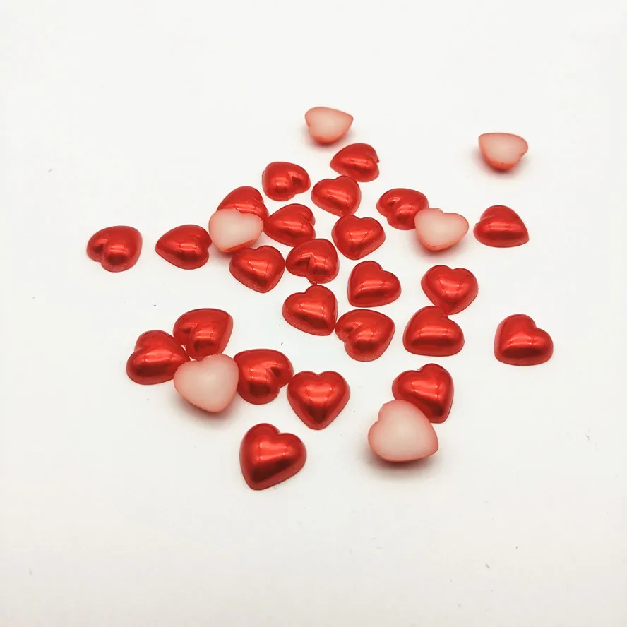 

100pcs 8mm 11 Colors Mini Heart Pearls Flatbacks Cabochons Embellishments DIY Scrapbook Crafts Cardmaking