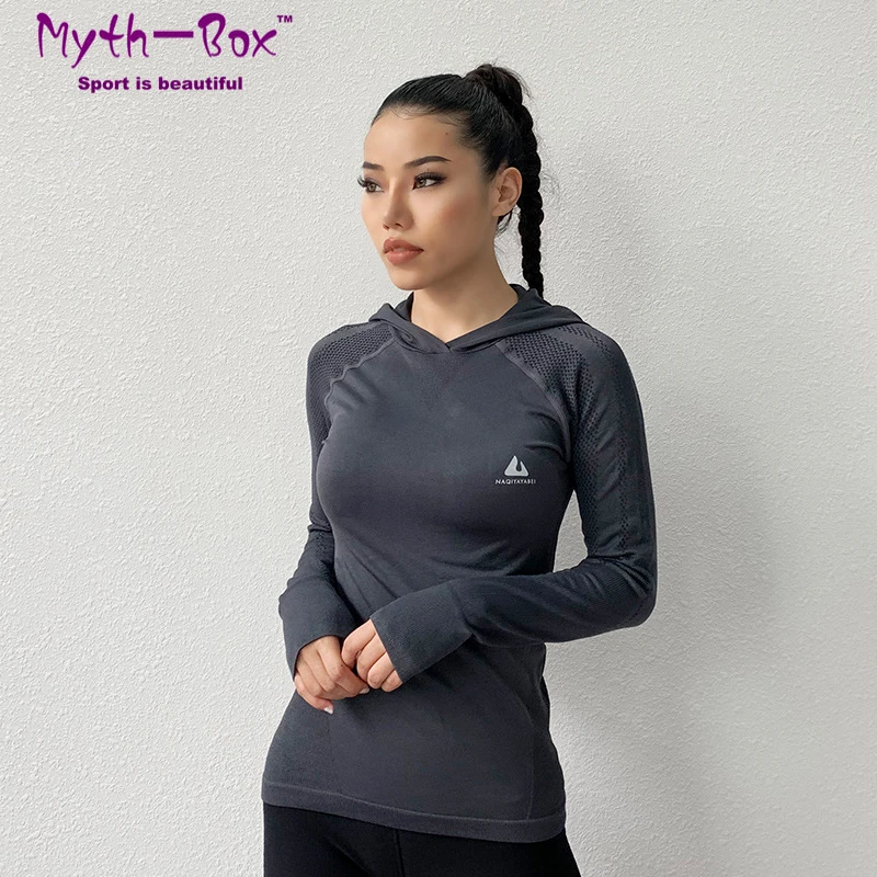 Женские футболки для йоги Femme толстовки для бега спортивная фуфайка сетчатая полая Спортивная футболка тренировочная футболка с капюшоном топы Спортивная тренировочная блуза