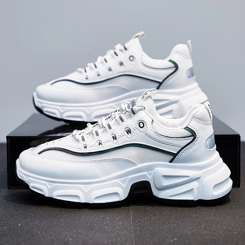 Женские кроссовки на массивной платформе Вулканизированная подошва толстая