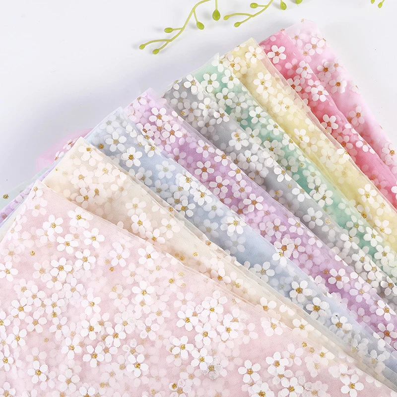 

160x100cm Multicolor Flower Printed Organza Fabric Tulle Mesh Cloth Handmade DIY Sewing Clothing Girls Dress Skirt Material