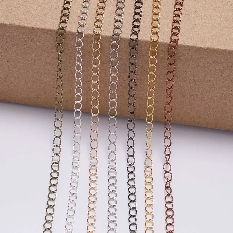 5m/lot 2.5-4.8mm Necklace Extender Curb Chains Long Open Link Ring Extended&Extension Tails Chain For DIY Jewelry Making Supply