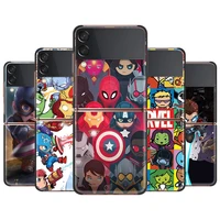 marvel cartoon heros cover for samsung galaxy z flip 6 7 flip3 5g black pc hard phone case segmented protect coque