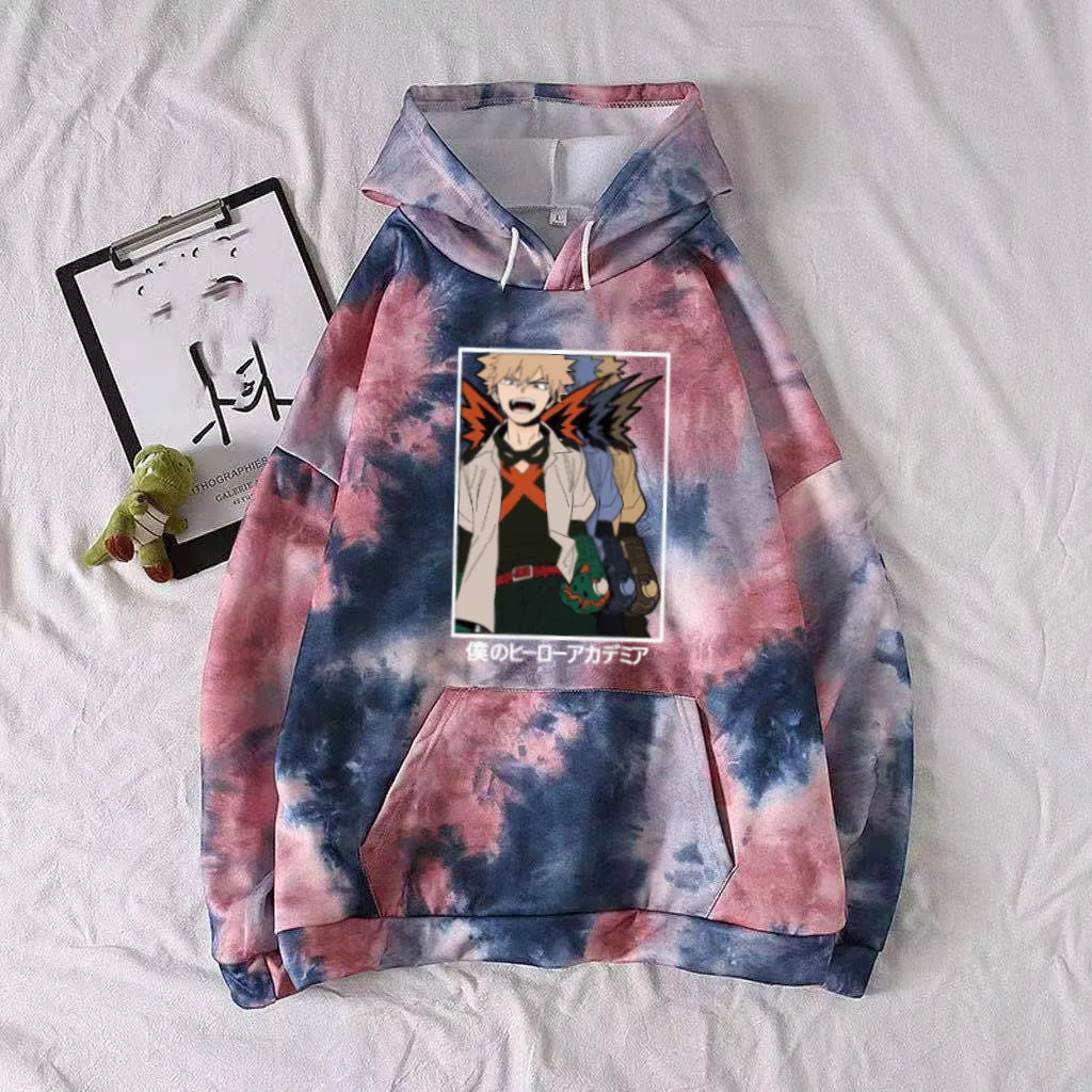 

My Hero Academia Tie-dye Pullovers Tops Long Sleeve Anime Uniex Hoodie