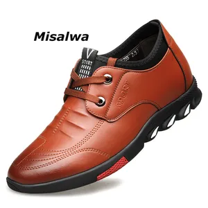 Кроссовки Misalwa мужские увеличивающие рост, кожа, повседневная обувь, Британская мода, 5 см