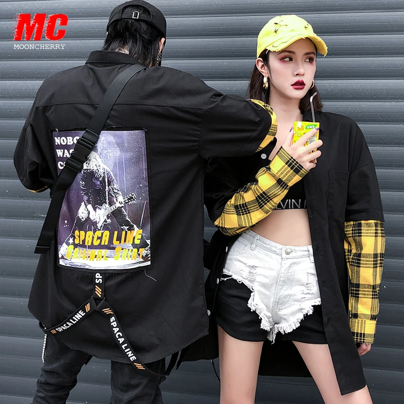 Инс поддельные из двух частей сетки оснастки рубашки женщин хип-хоп средней