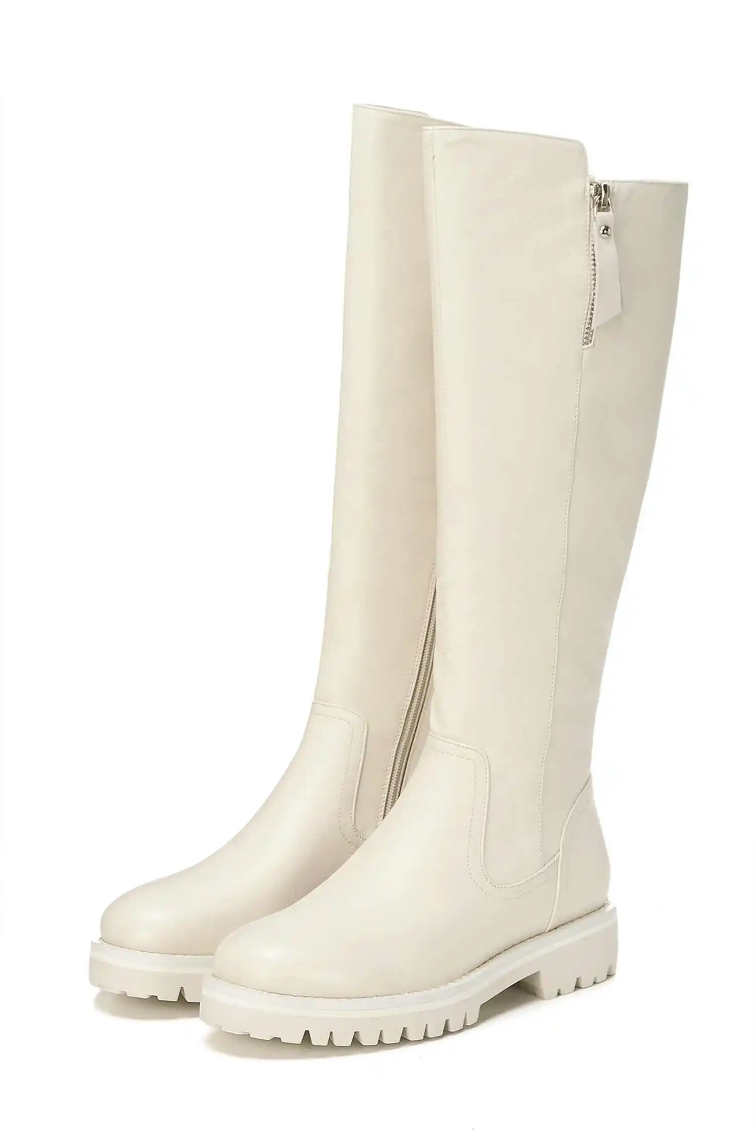 krazing pot winter super keep warm cozy cow leather knight boots round toe med heels solid zipper fashion thigh high boots L5f6