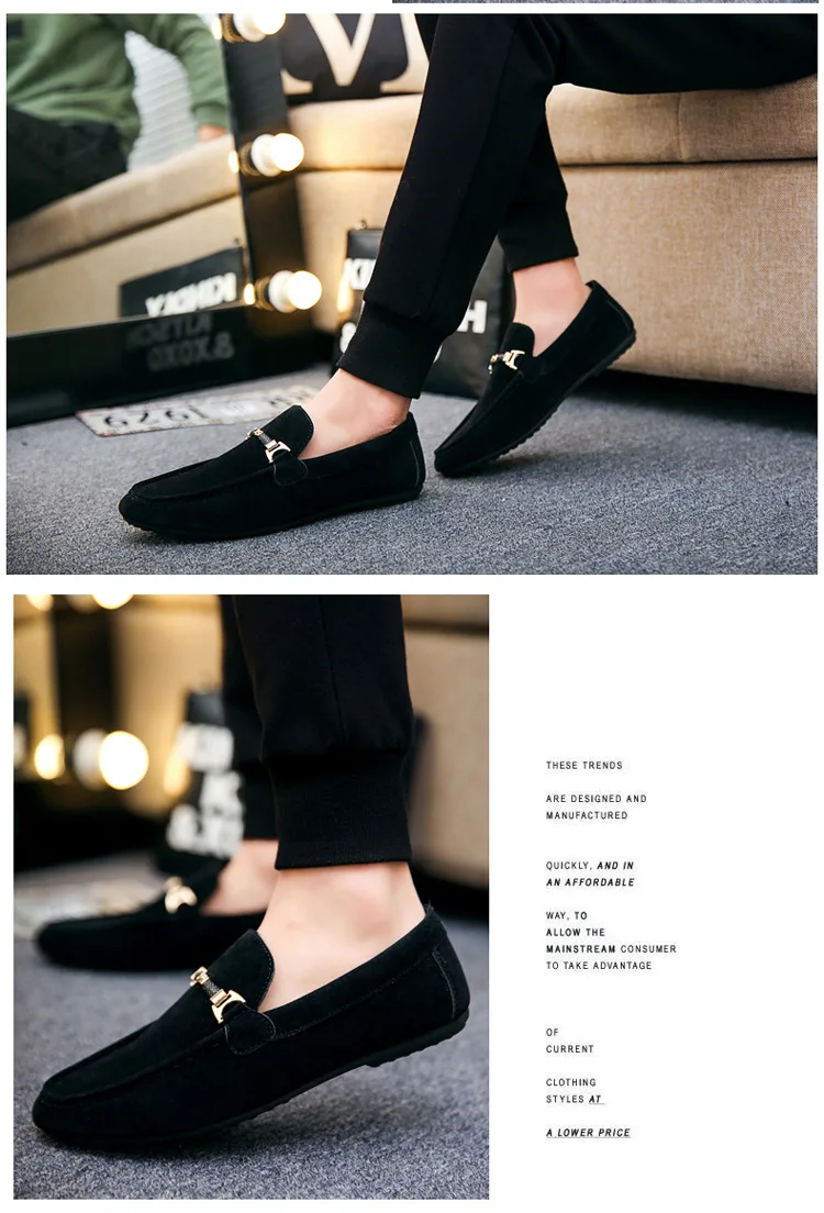 Designer Shoes Men Zapatos De Hombre Slip-On Leather Shoes Casual Male Shoes Adult Red Driving Moccasin Soft Non-slip Loafers